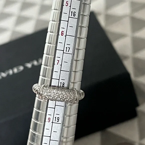 David Yurman Silver Ring with Diamond Accents sz8 - Picture 5 of 5